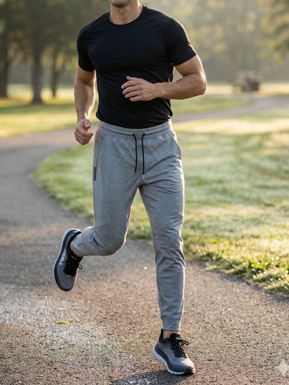 RBX Gray Men's Performance Tapered Joggers with Drawstring, Large